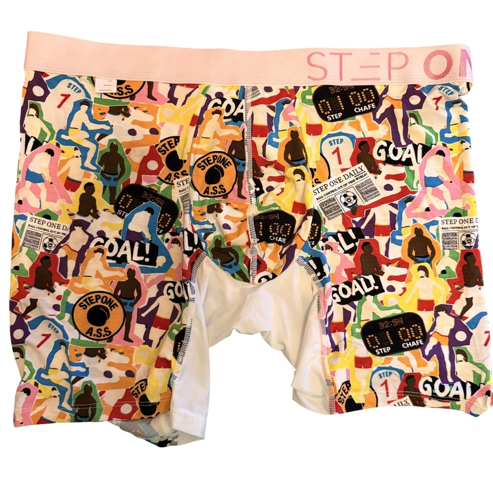 Step One Cup Fever Boxer Briefs Bamboo Viscose Mens XL Soccer Print NWOT